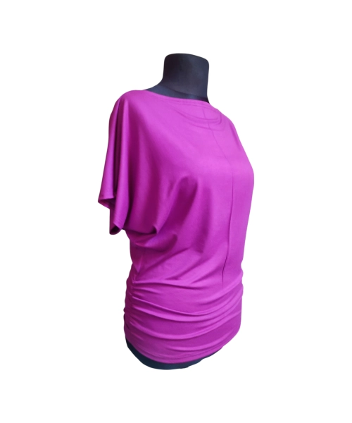 Tunika Nelly kimono z marszczeniem na biodrach - fuksja